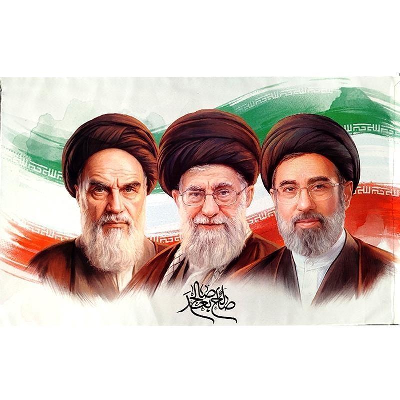 پرچم 3 امام.jpg پرچم پارچه ای بزرگ ایران مدارس 70×110 سه رهبر