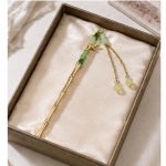 گیره مو کانزاشی فلزی نگین طرح بامبو