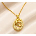 گردنبند پینترستی حلقه و ماه پر نگین